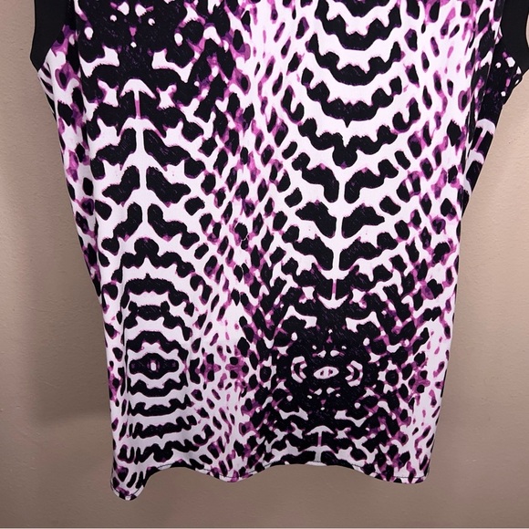 Large Worthington Sleeveless Blouse Purple Black Print Stretch Top - Picture 5 of 16